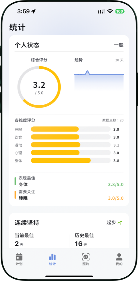 护肤日记应用界面截图 - 个人中心页面